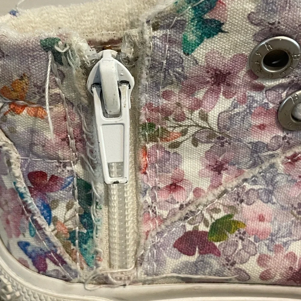 Blowfish Floral Distressed Canvas High-Top Sneakers